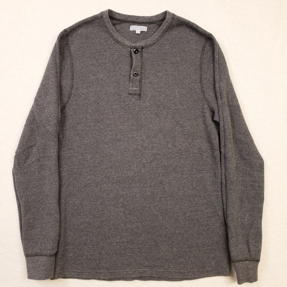 Wallace and Barnes Henley Mens XLT Gray Waffle Knit Cotton Long Sleeve Thermal